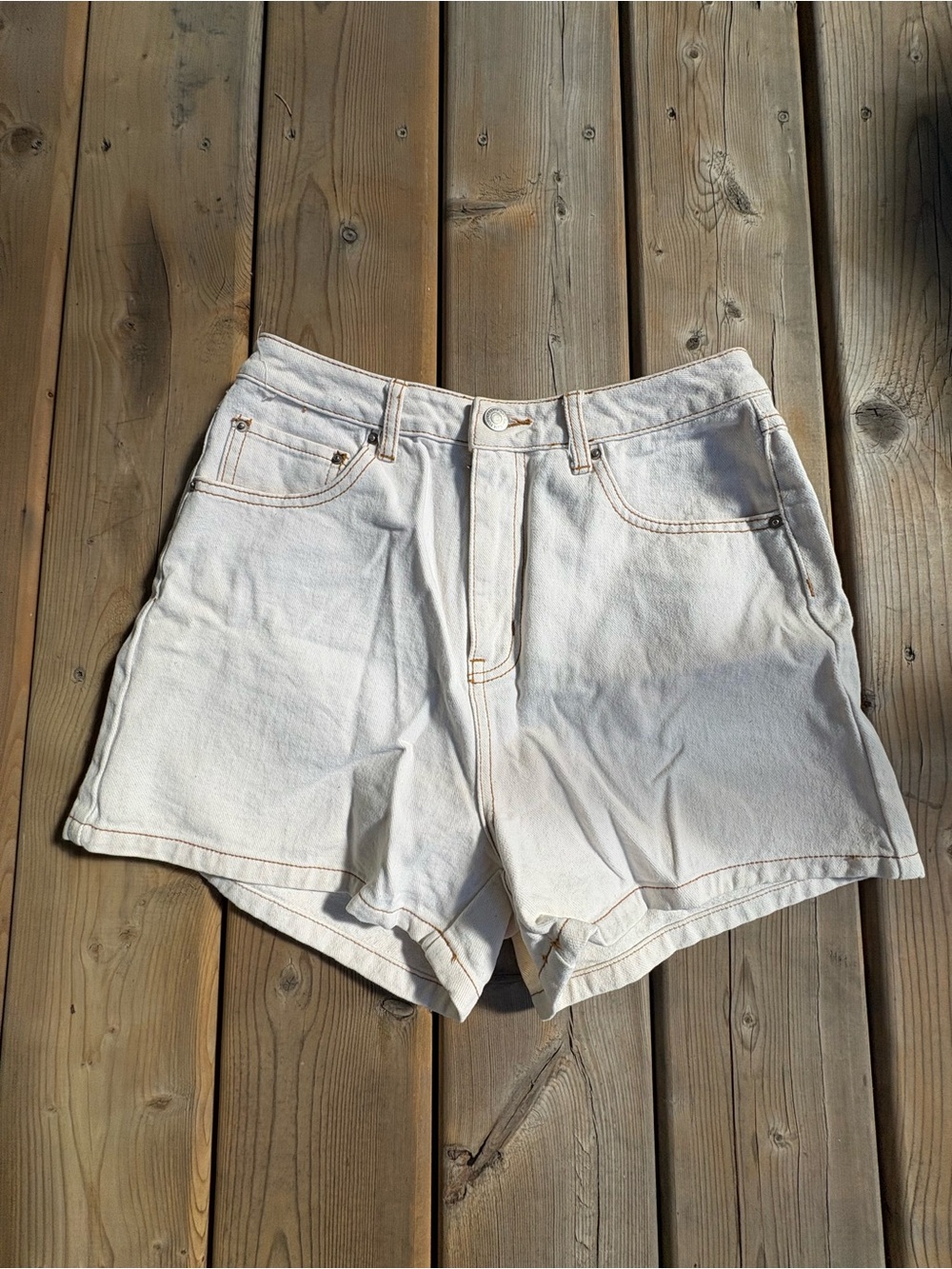 Rhythm. White High-Waist Denim Shorts